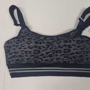 Momcozy Leopard-Print Nursing Bralette in Charcoal Gray